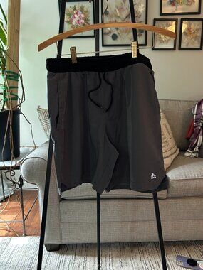 RBX Men's Dark Gray Athletic Training Shorts Drawstring Elastic Waist